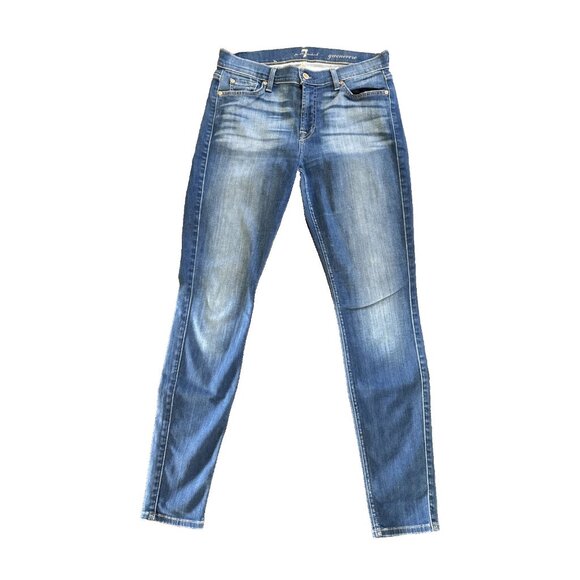 7 For All Mankind Jeans Women's 27 Blue Wash Denim Gwenevere Skinny denim - Picture 2 of 8